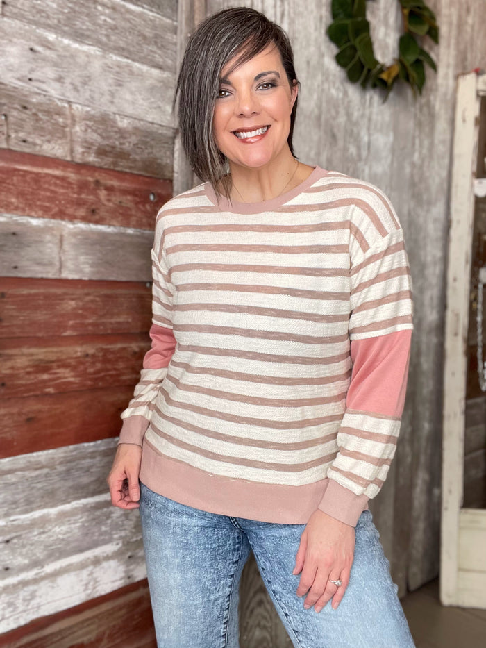 Mauve Textured French Terry Top