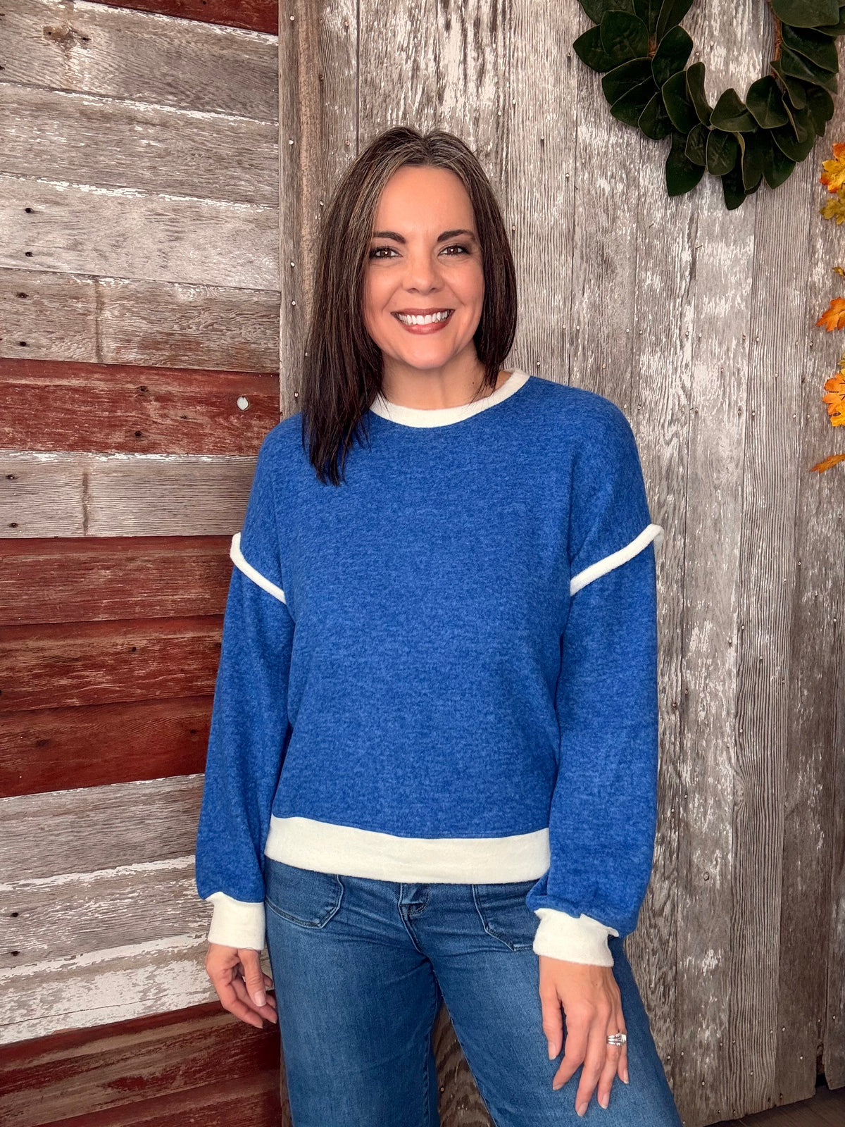 Royal Blue Trimmed Sweater