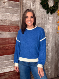 Royal Blue Trimmed Sweater