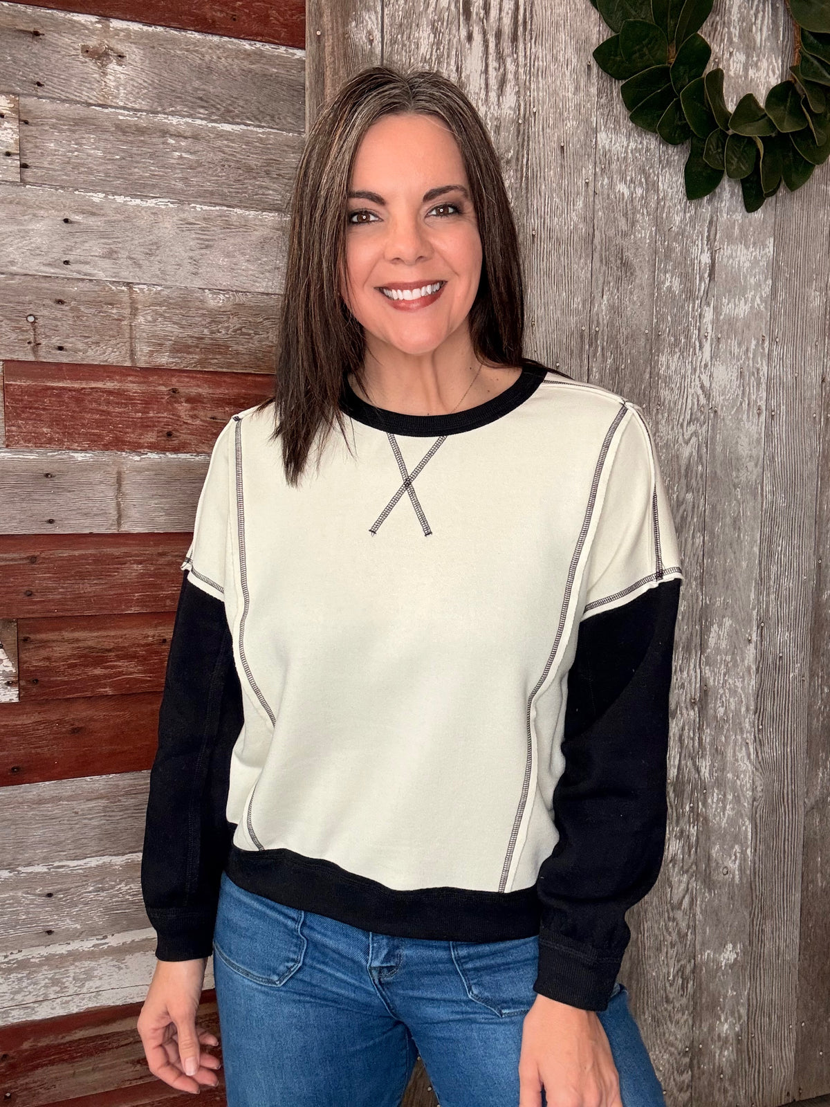 Black Fleece Color Block Sweatshirt