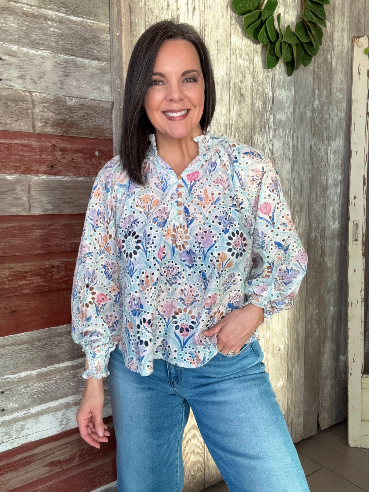 Baby Blue Eyelet Blouse