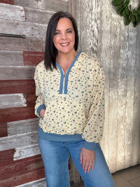 Lemon Floral Half Zip Hoodie