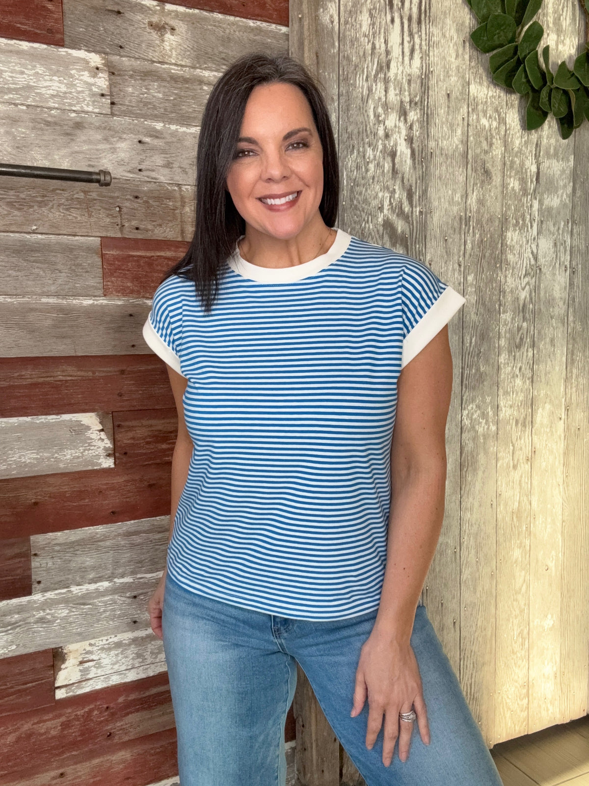 Striped Cap Sleeve Top