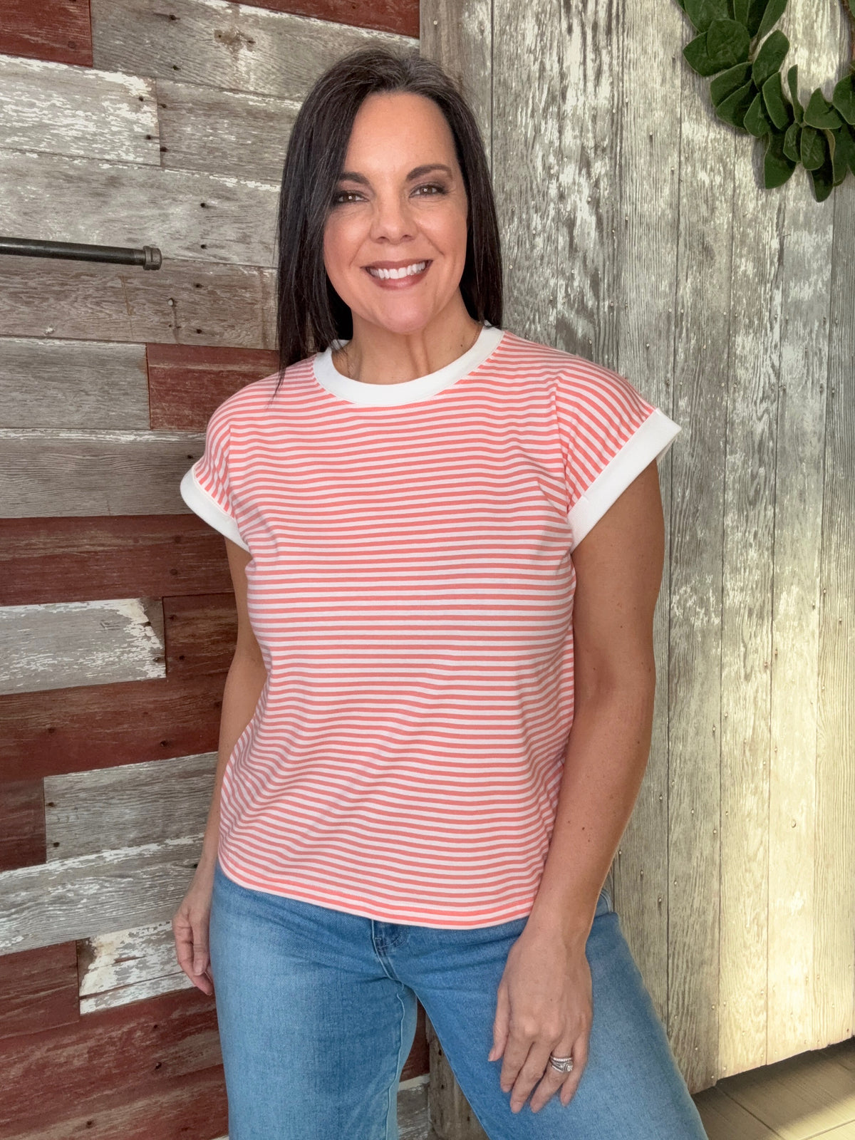 Striped Cap Sleeve Top