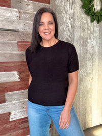Rope Textured Short Sleeve Sweater