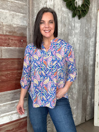 Royal Blue Paisley Blouse