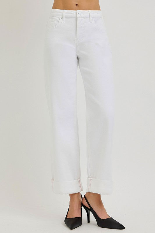 White Slouchy Tummy Control Jean
