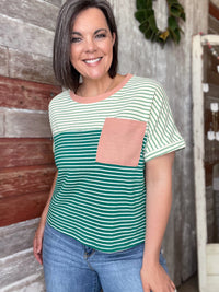 Peacock Green Striped Top