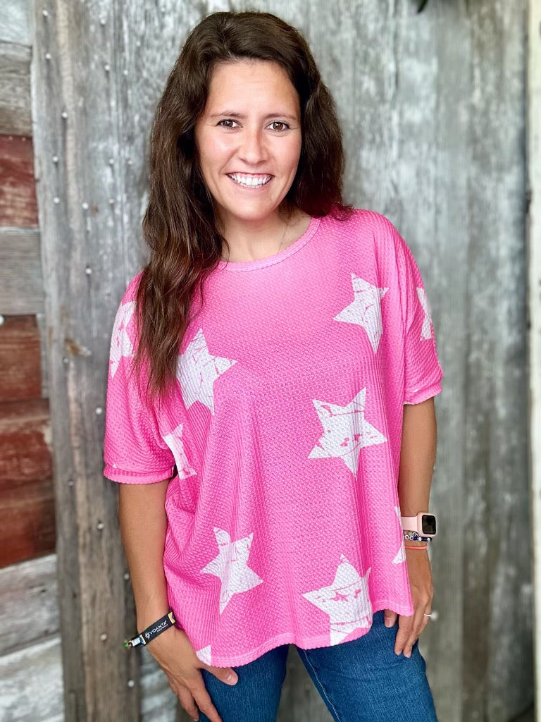 Hot Pink Vintage Star Top