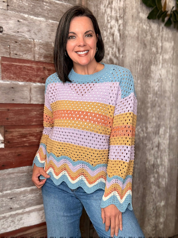 Vintage Lilac Color Block Sweater