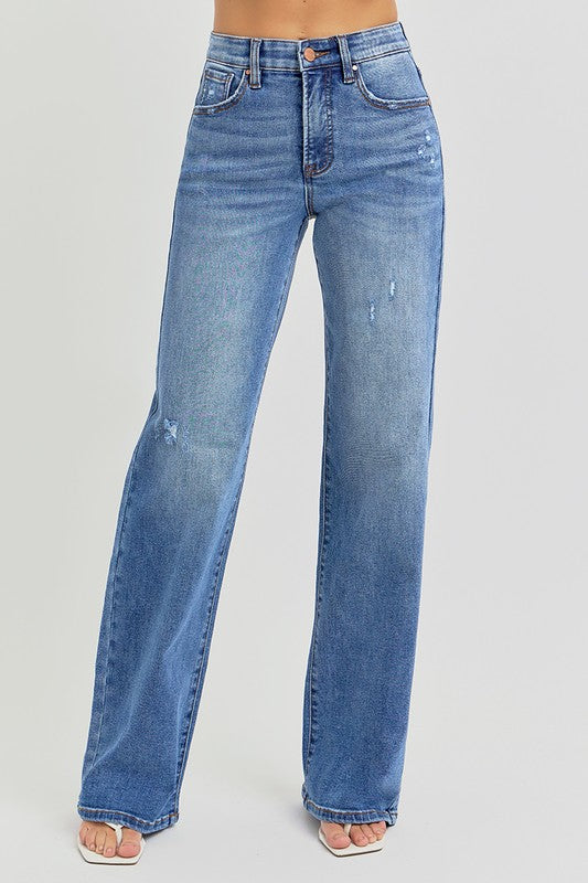 Risen Tummy Control Wide Leg Jeans