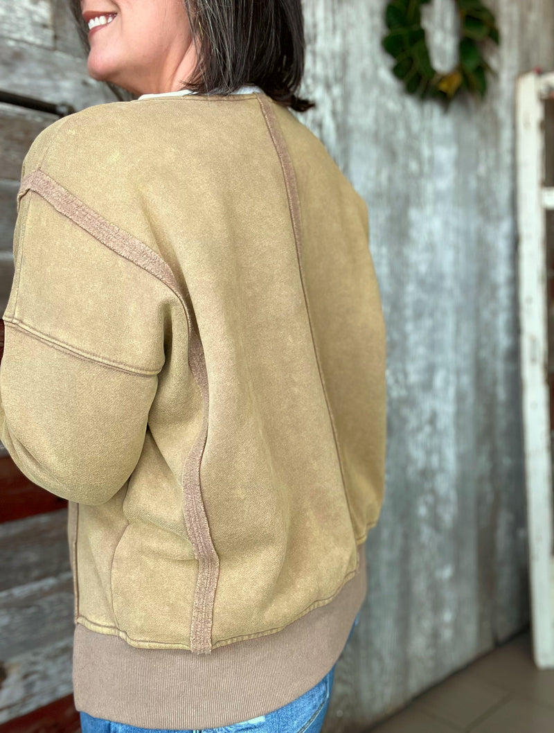 Vintage Taupe Color Block Sweatshirt