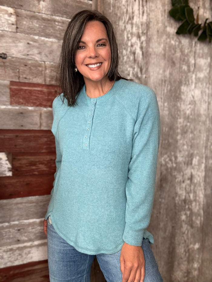 Brushed Melange Henley Sweater