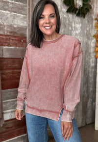 Acid Washed Ribbed Pullover