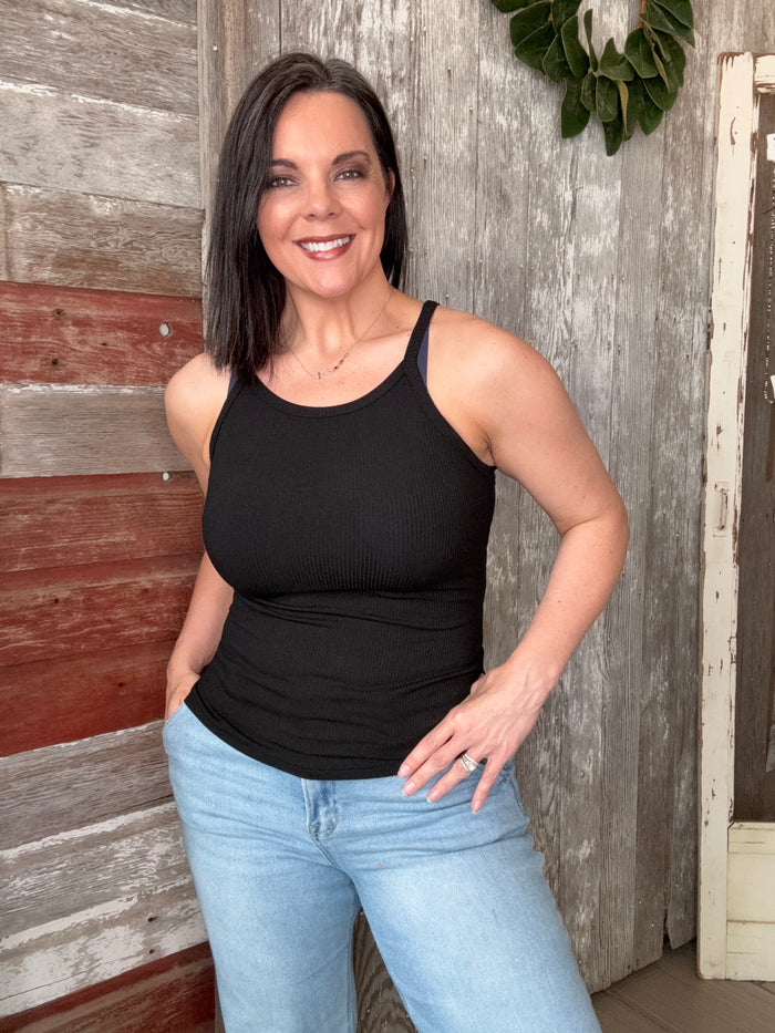 Ribbed Knit Fitted Tank