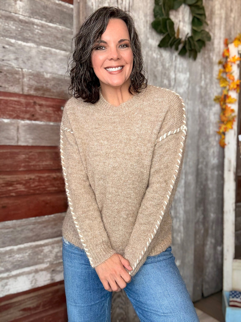 Stitched Knit Sweater