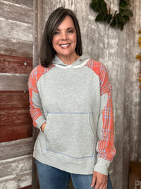 Heather Grey Plaid Mix Hoodie