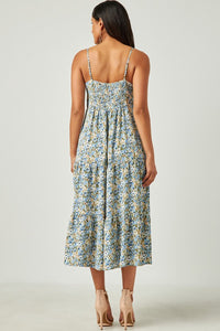Blue Floral Midi Dress