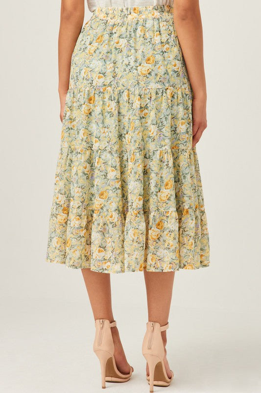 Mint Chiffon Midi Skirt
