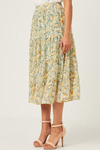 Mint Chiffon Midi Skirt