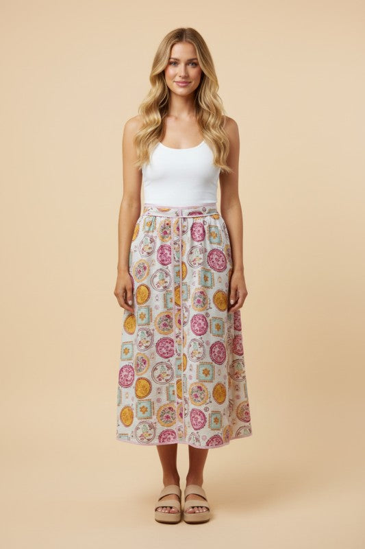 Blush Vintage Buttoned Skirt
