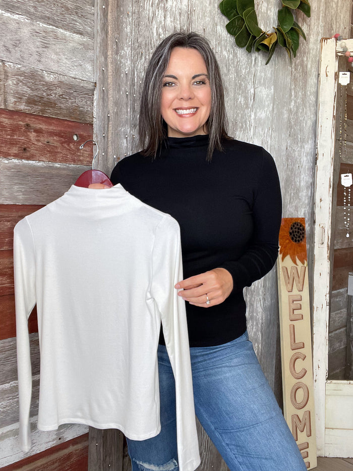 Mock Neck Long Sleeve Top