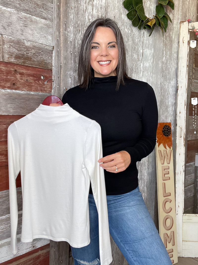 Mock Neck Long Sleeve Top