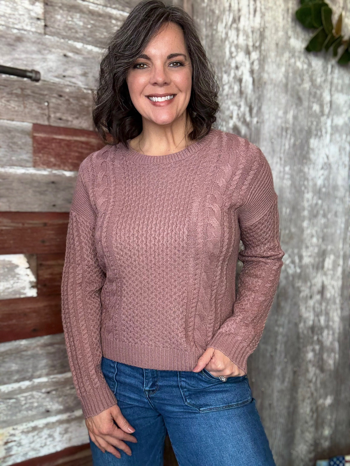 Red Bean Cable Knit Sweater