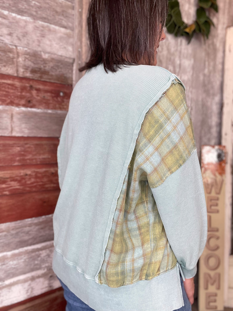 Vintage Wash Plaid Pannel Top