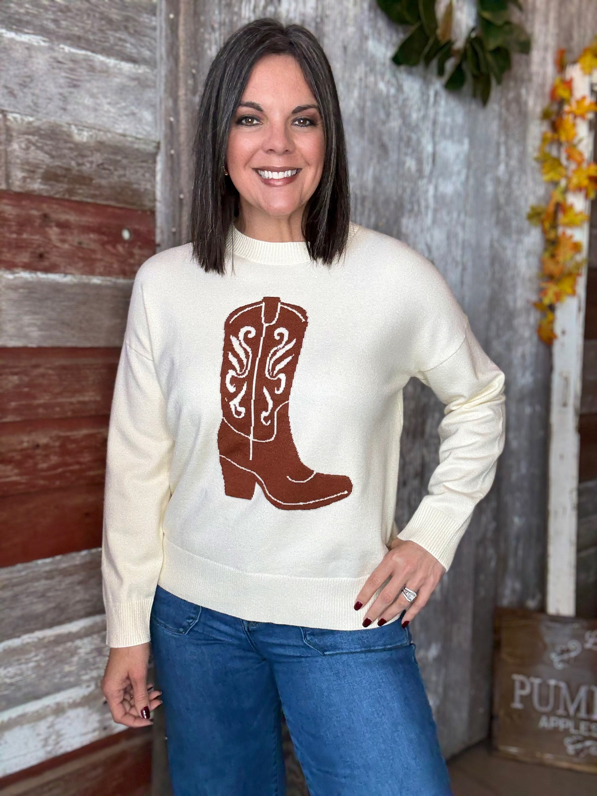 Cowboy Boot Knit Sweater