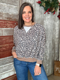 Taupe Animal Print Long Sleeve Top