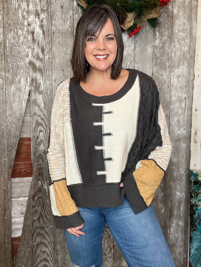 Charcoal Multi Patterned Sweater