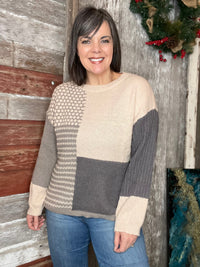 Tan Mixed Patterned Sweater