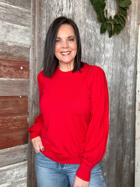 Classic Pleated Sleeve Pullover