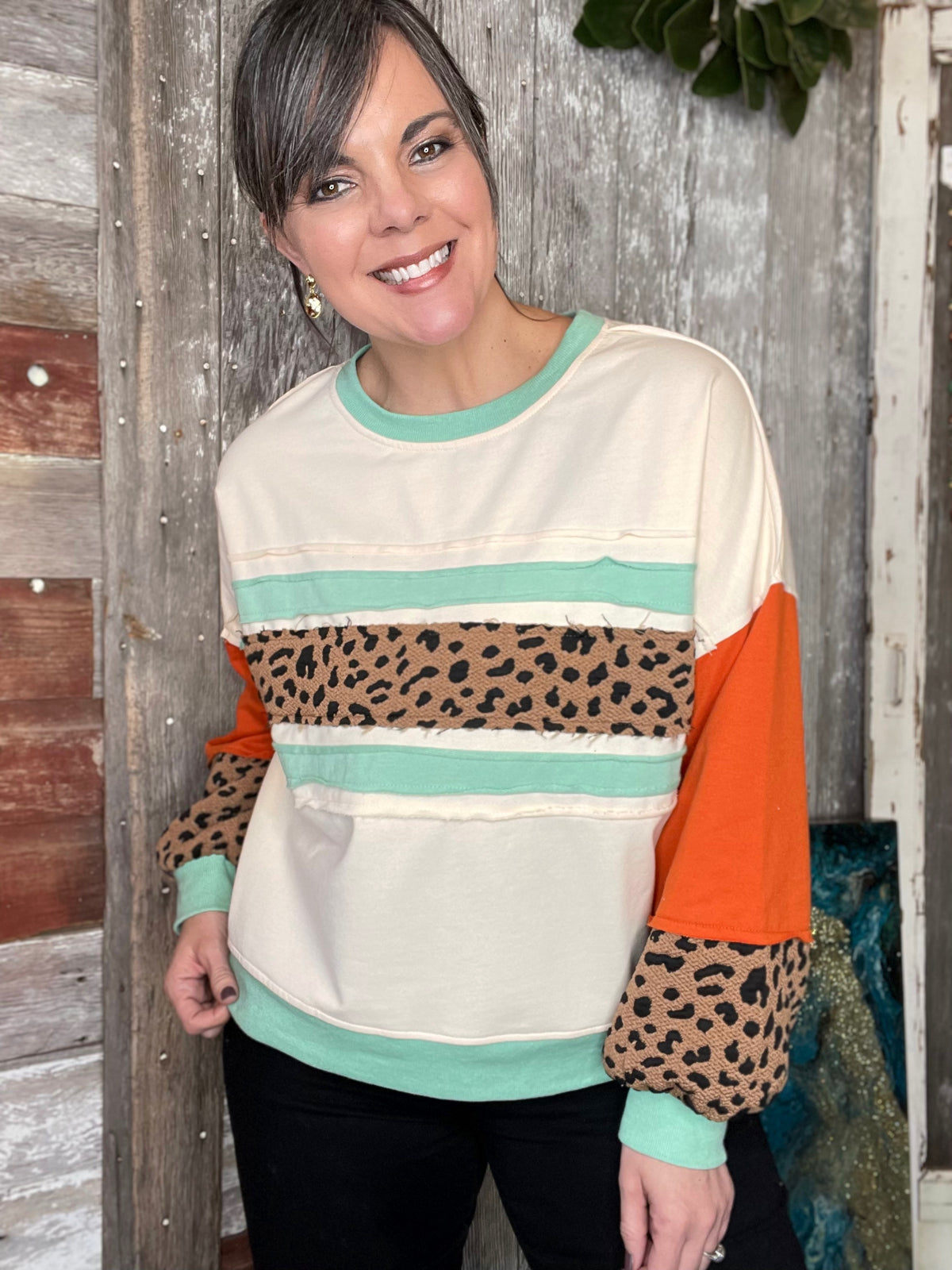 Vanilla Leopard Patch Pullover