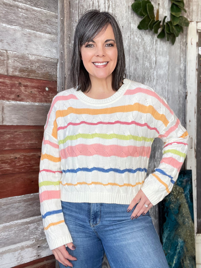 Rainbow Cable Knit Sweater