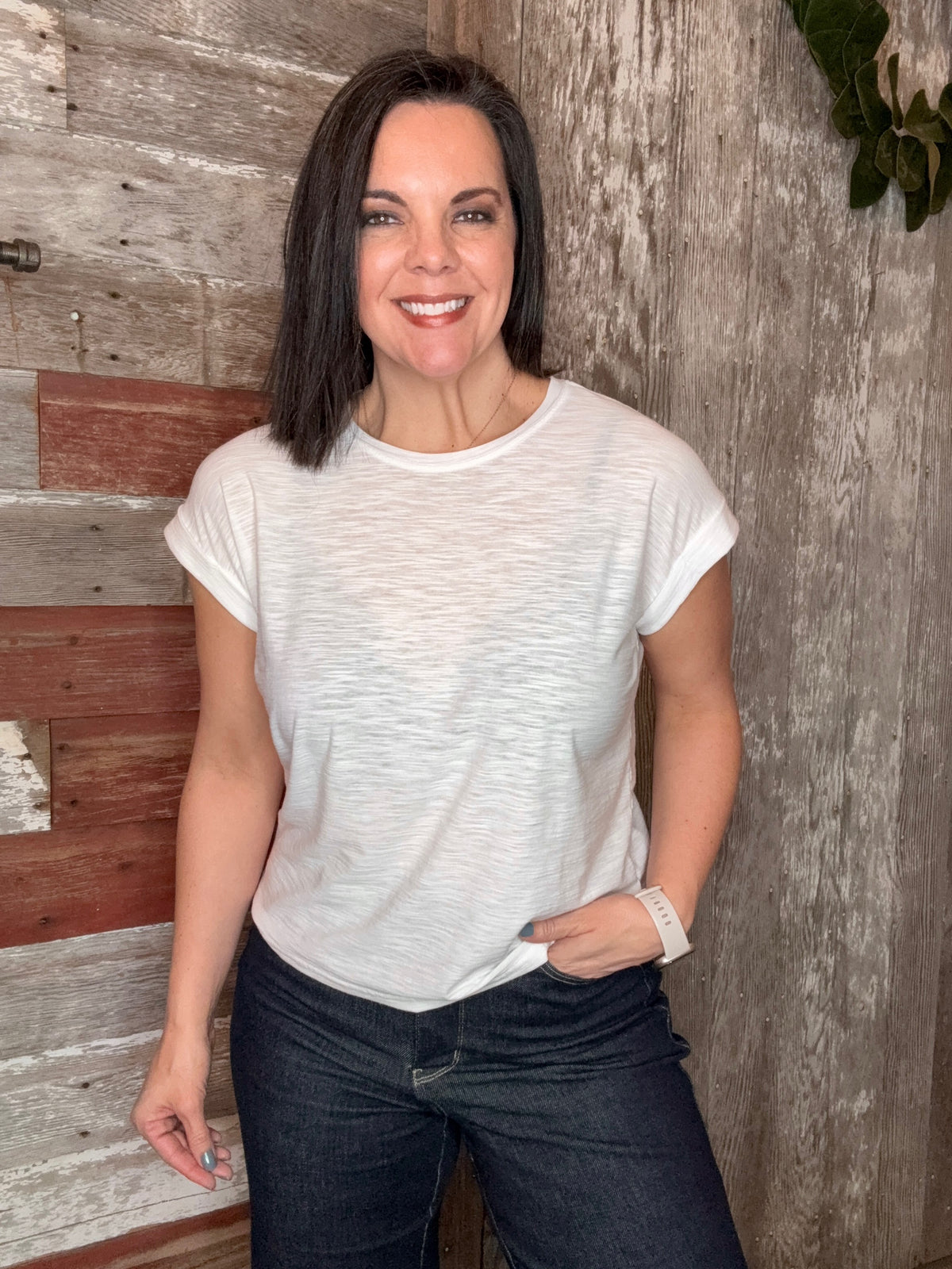 Slub Cuffed Sleeve Tee