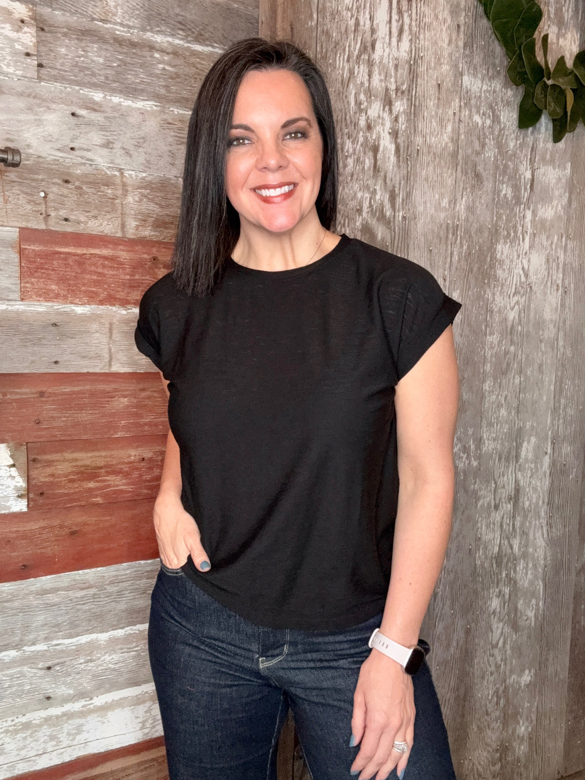 Slub Cuffed Sleeve Tee