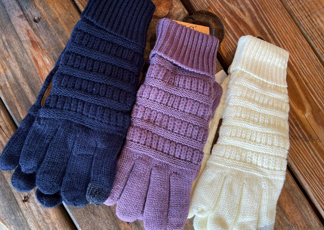 CC Cable Knit Gloves with Lining and Smart Tips