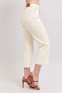 Judy Blue Ecru Cropped Wide Leg Pant