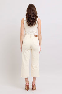 Judy Blue Ecru Cropped Wide Leg Pant