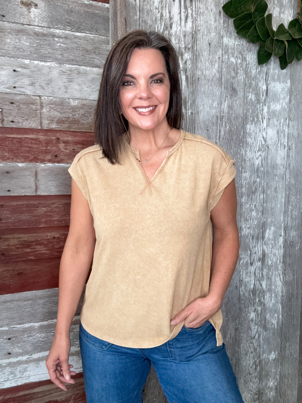 Camel Adrienne Vintage Top