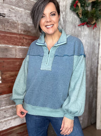 Vintage Washed Zip Up Pullover (Two Color Choices)