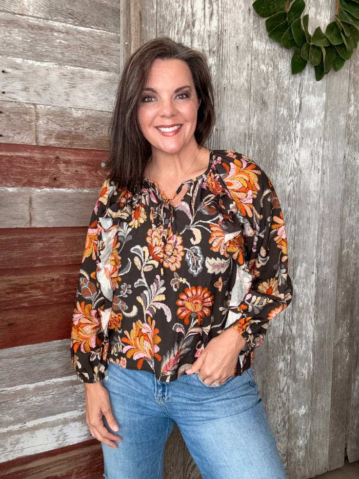 Black Floral Printed Blouse