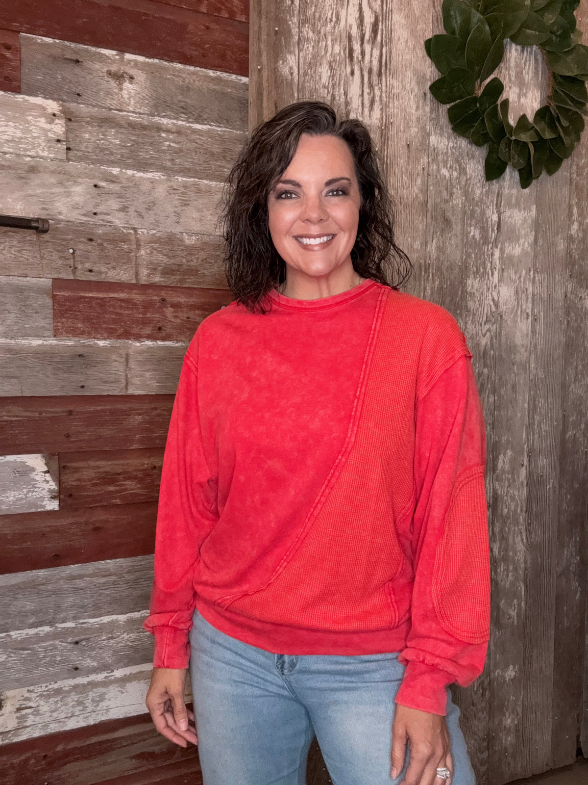 Vintage Red French Terry Pullover