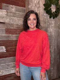 Vintage Red French Terry Pullover