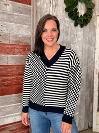 Frenchy Checkered Black and White Sweater
