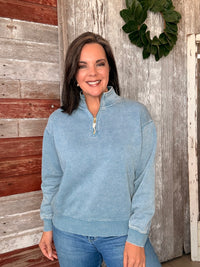 Acid Wash Fleece Zip Sweatshirt