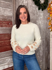 Ivory Floral Sleeved Sweater