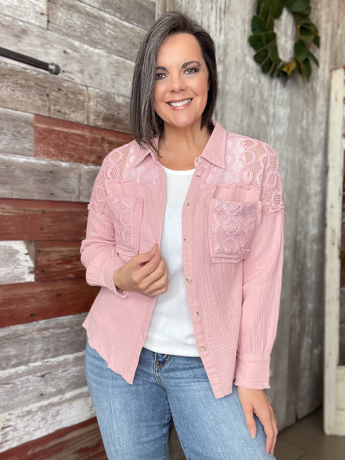 Blush Cotton Gauze Shacket